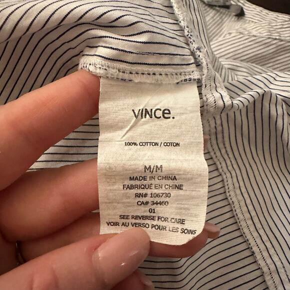 Vince. blue & white striped cotton tunic top size M - Picture 8 of 12